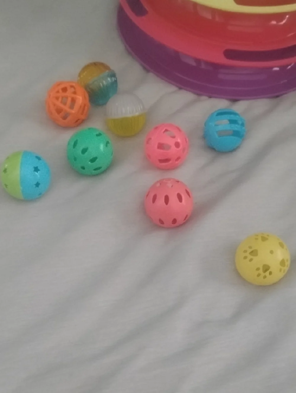 Stacking Multi-Tier Cat/Kitten Ball Track Toy - Blue, Yellow, Pink, Purple